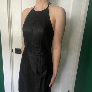 Black faux leather mini dress